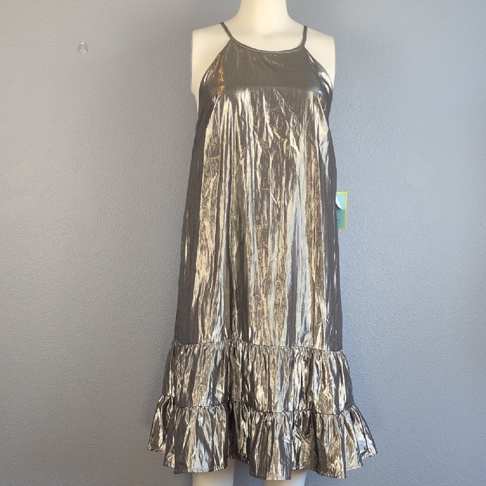 CeCe Metallic Silver Mini Dress